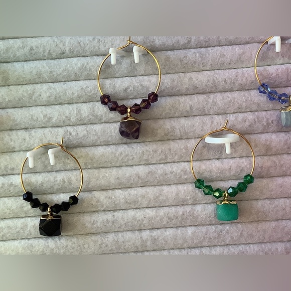 5pc Natural Stone Wine Glass Charm - Picture 5 of 6